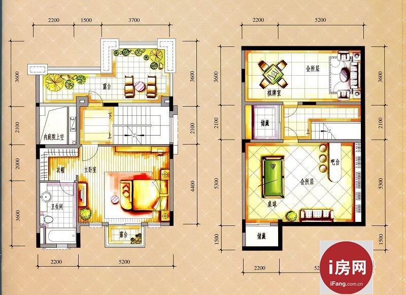 保利红珊瑚联排别墅b1户型负一层4室2厅4卫1厨 211.00